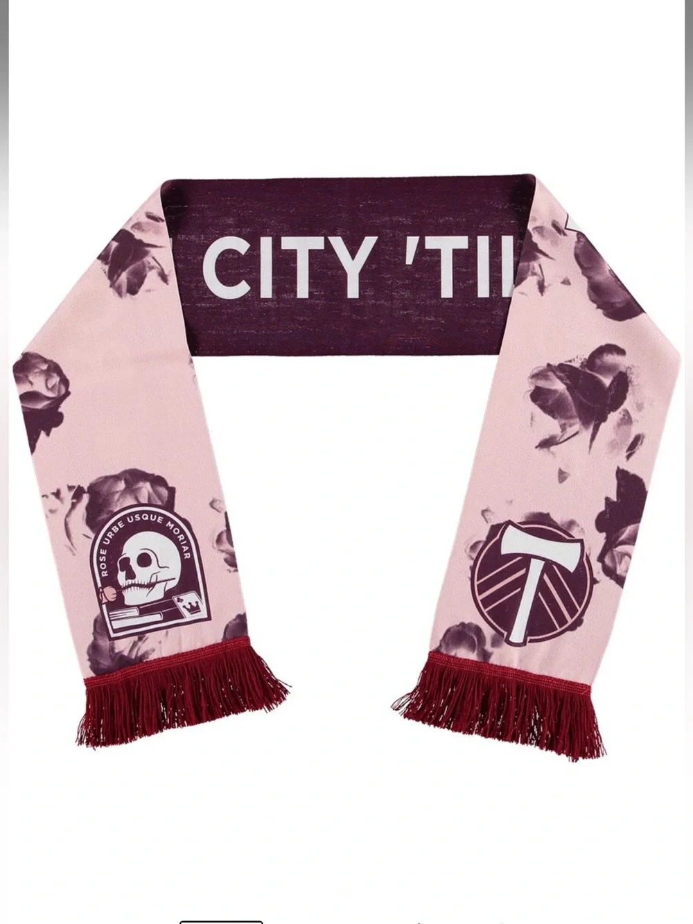 NWT! Portland Timbers Jersey Hook Reversible Scarf, Rose City ‘Til I Die!  MLS